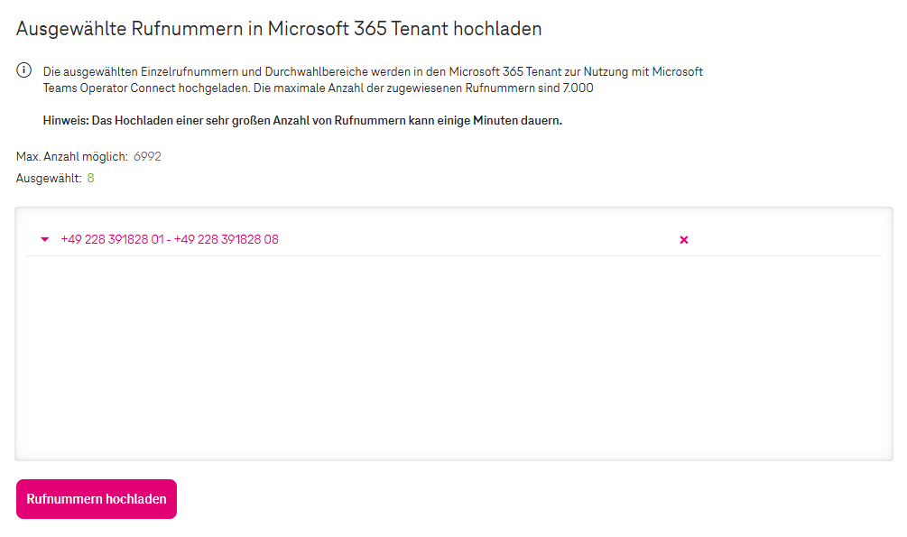 BSP - Durchwahlbereiche hochladen