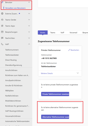 Screenshot MS-Teams Admin Center